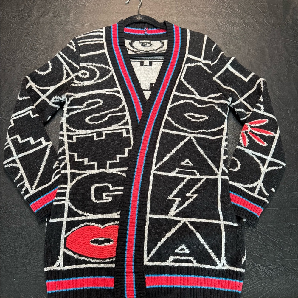 Desigual “Login Logo” Graphic Cardigan Lips Lightning Size M Wearable Art